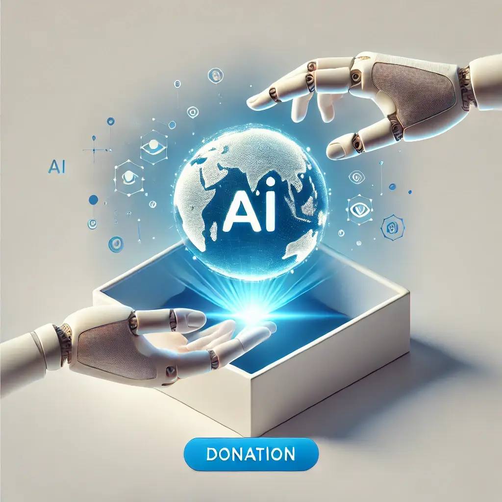 A glowing AI icon surrounded by network nodes on a clean white background.